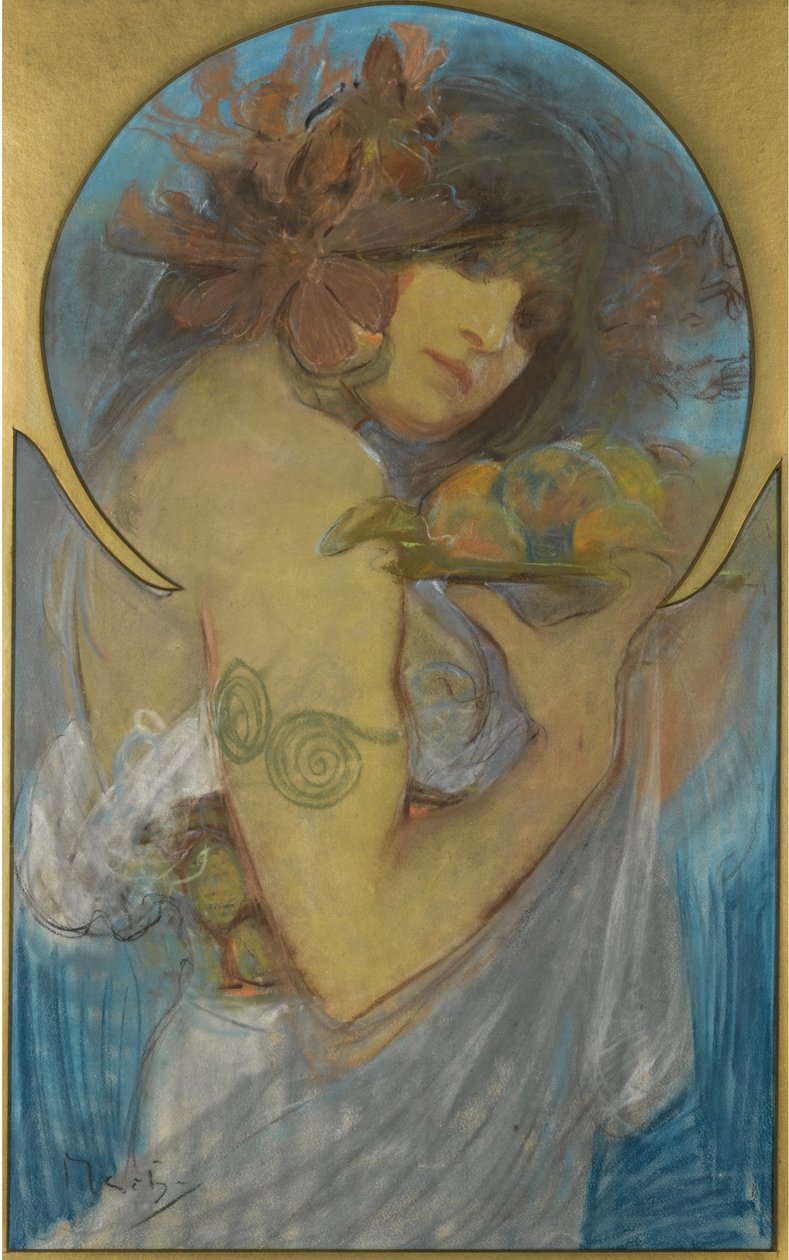 Studio per un poster di frutta da Alphonse Mucha