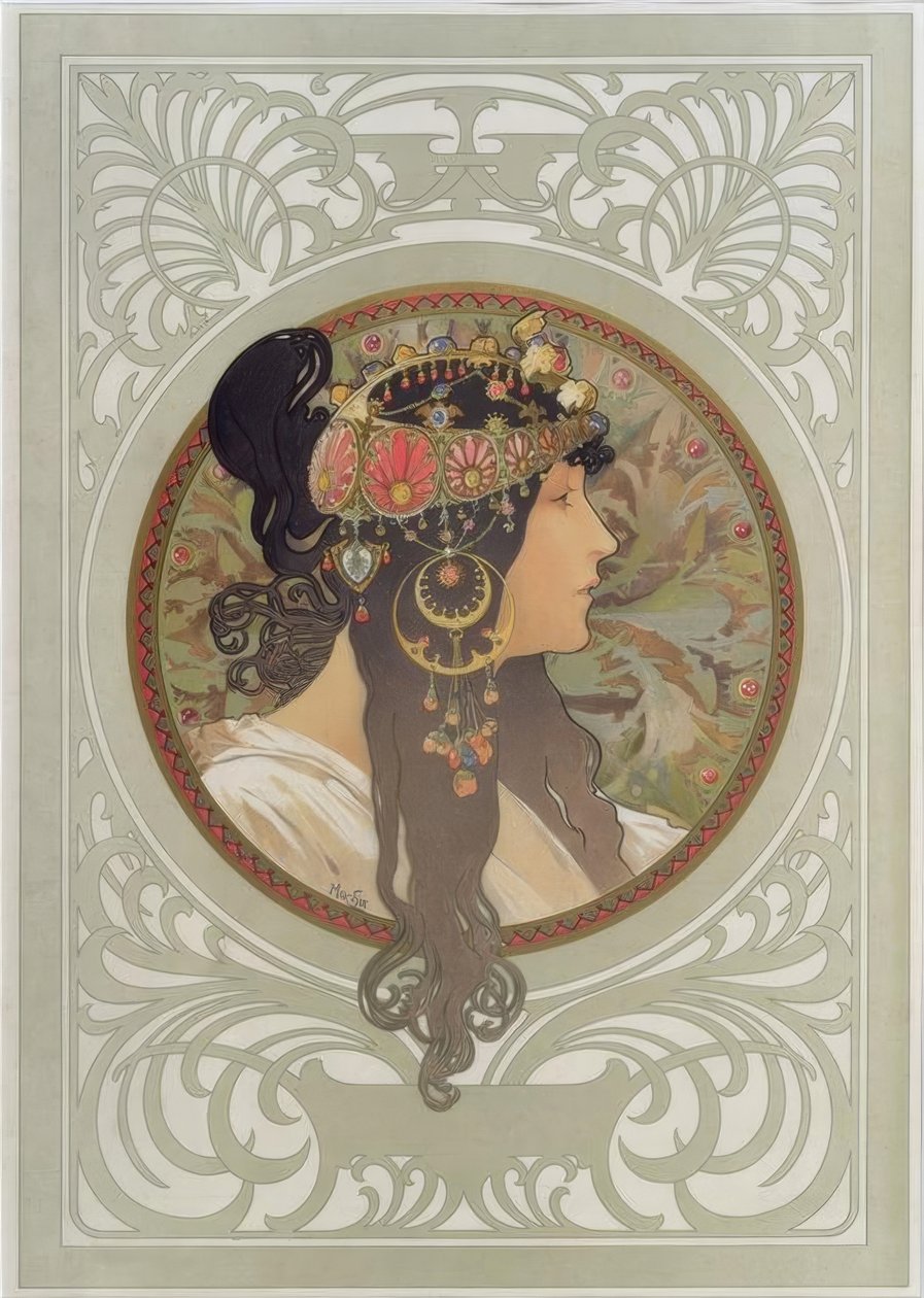 Testa bizantina: Brunetta da Alphonse Mucha