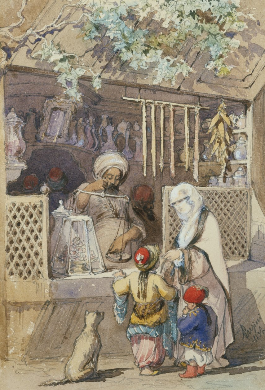 Figure turche a una bancarella di dolciumi, 1851 da Amadeo Preziosi