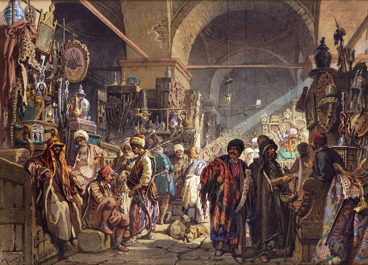 Un Bazar Turco, 1867 da Amadeo Preziosi