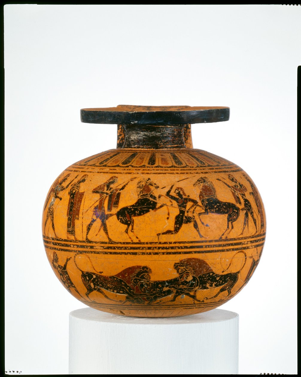 Aryballos in terracotta (flacone per olio), c.550 a.C. da Amasis Painter