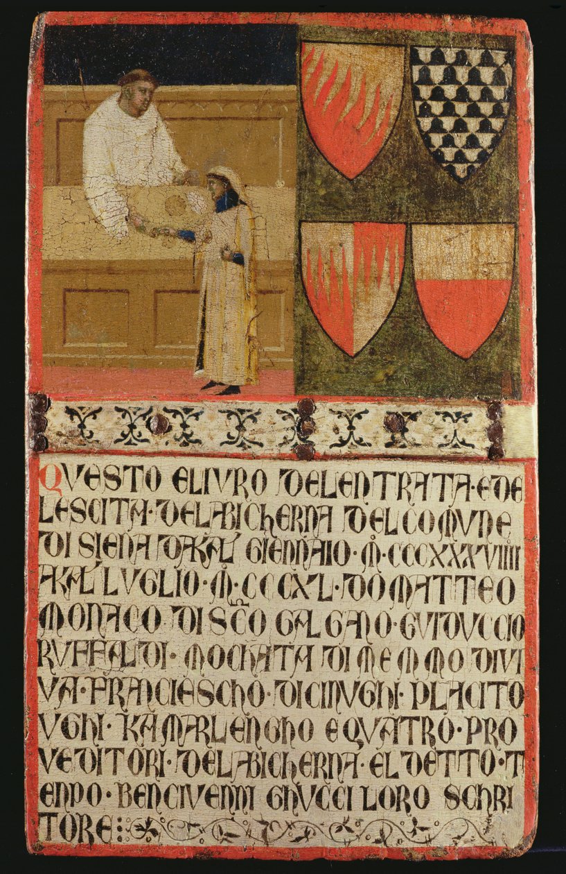 Esattore delle tasse con contribuente da Ambrogio Lorenzetti