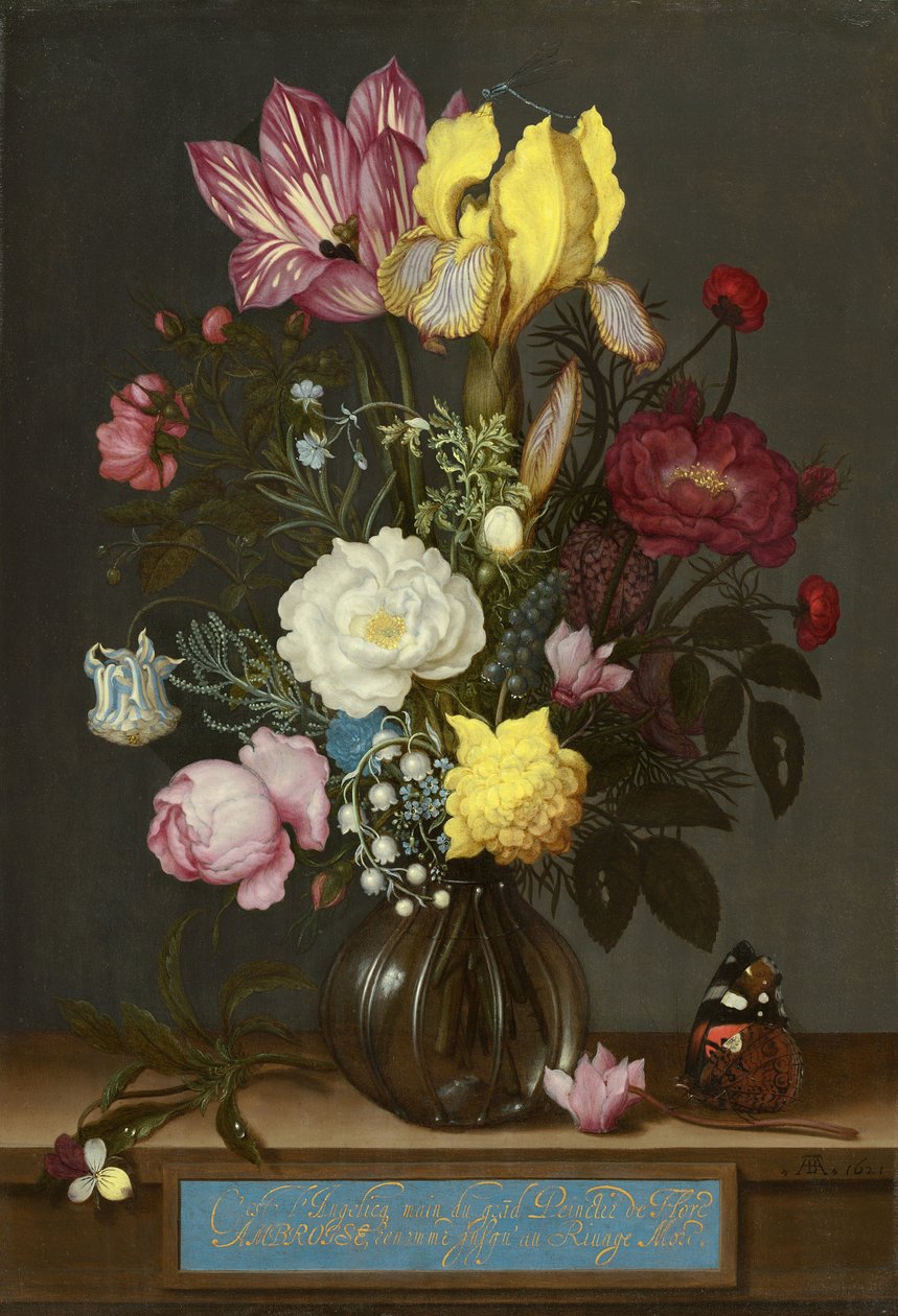 Bouquet di fiori in un vaso di vetro da Ambrosius Bosschaert
