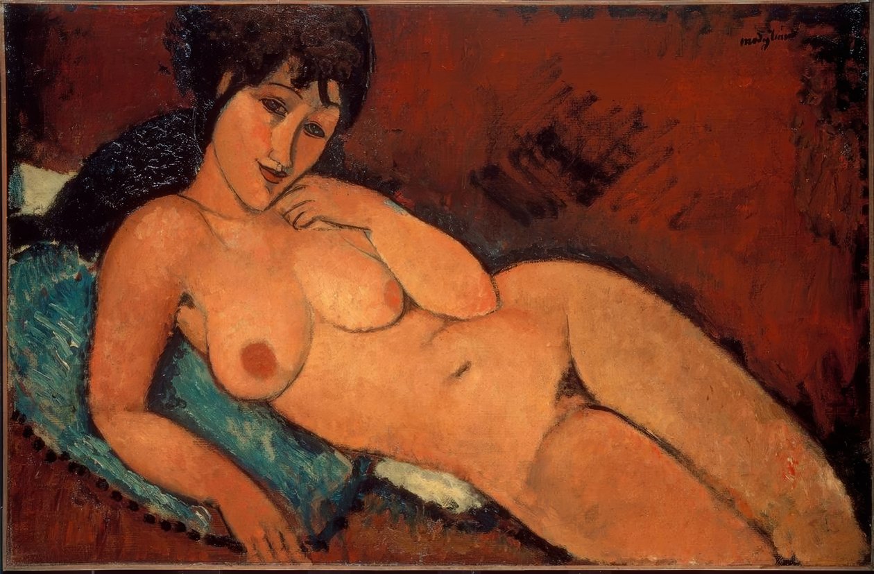 Nudo su cuscino blu da Amedeo Modigliani