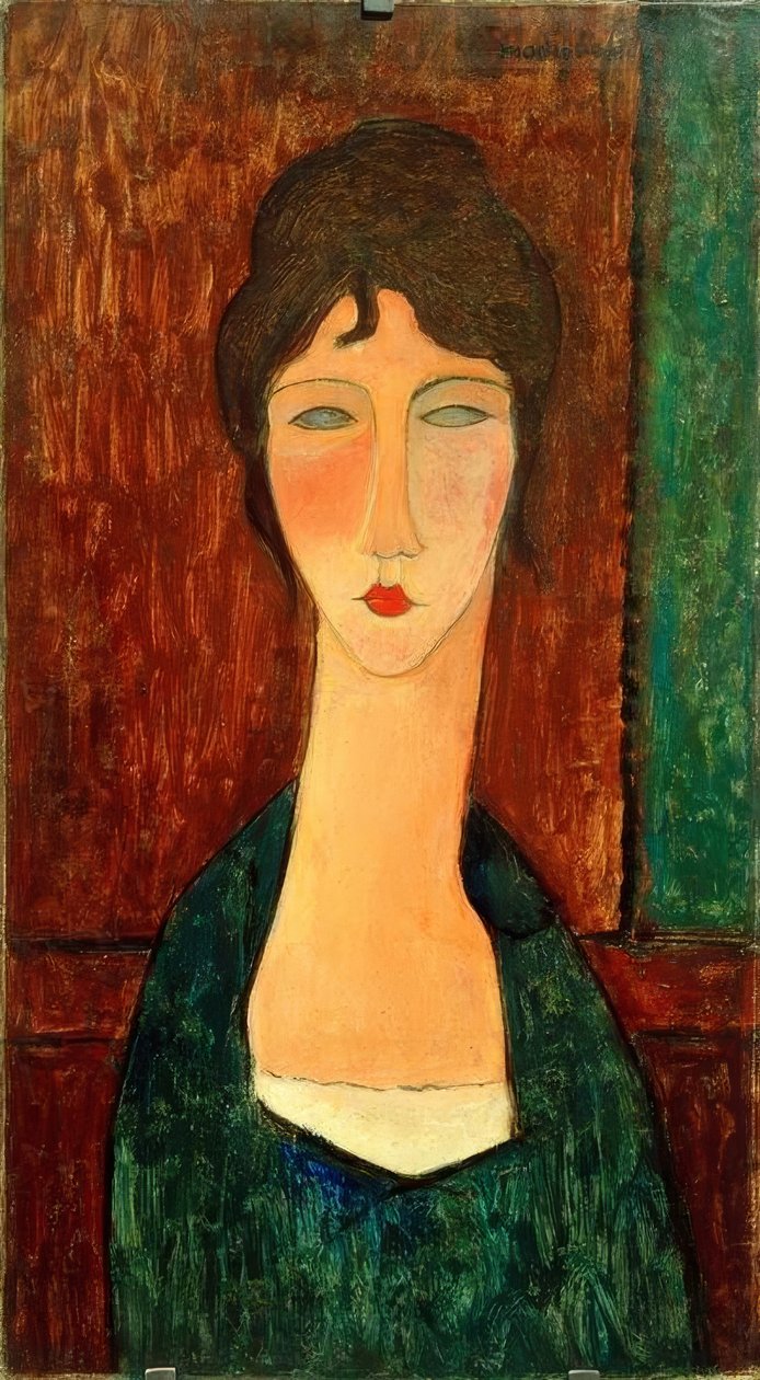 Giovane donna con capelli castani (Elvira) da Amedeo Modigliani
