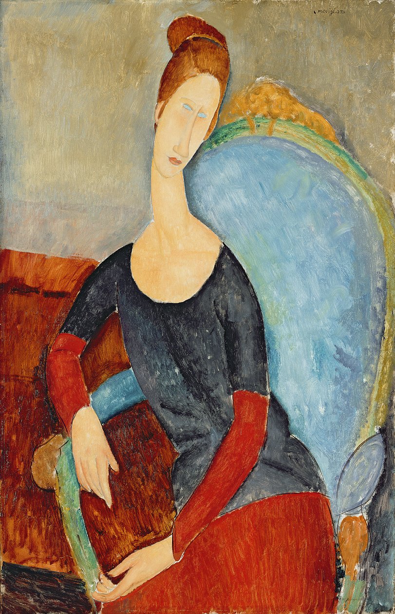 Mme Hebuterne su una sedia blu, 1918 da Amedeo Modigliani