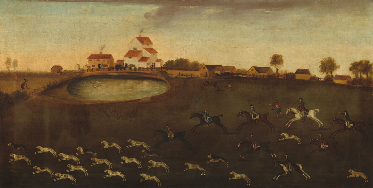 Scena di Caccia con uno Stagno da American 18th Century