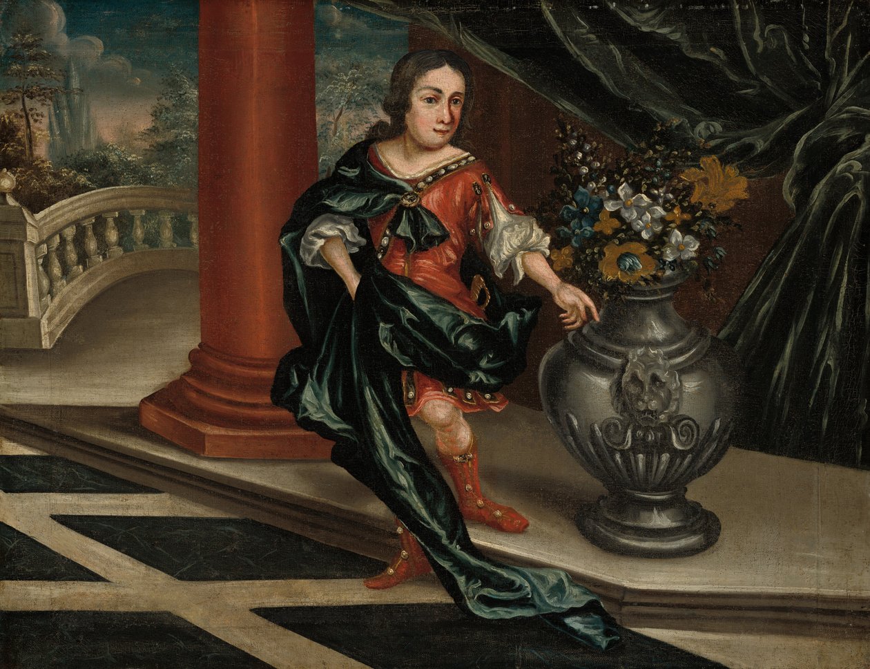 Giovane uomo su una terrazza da American 18th Century