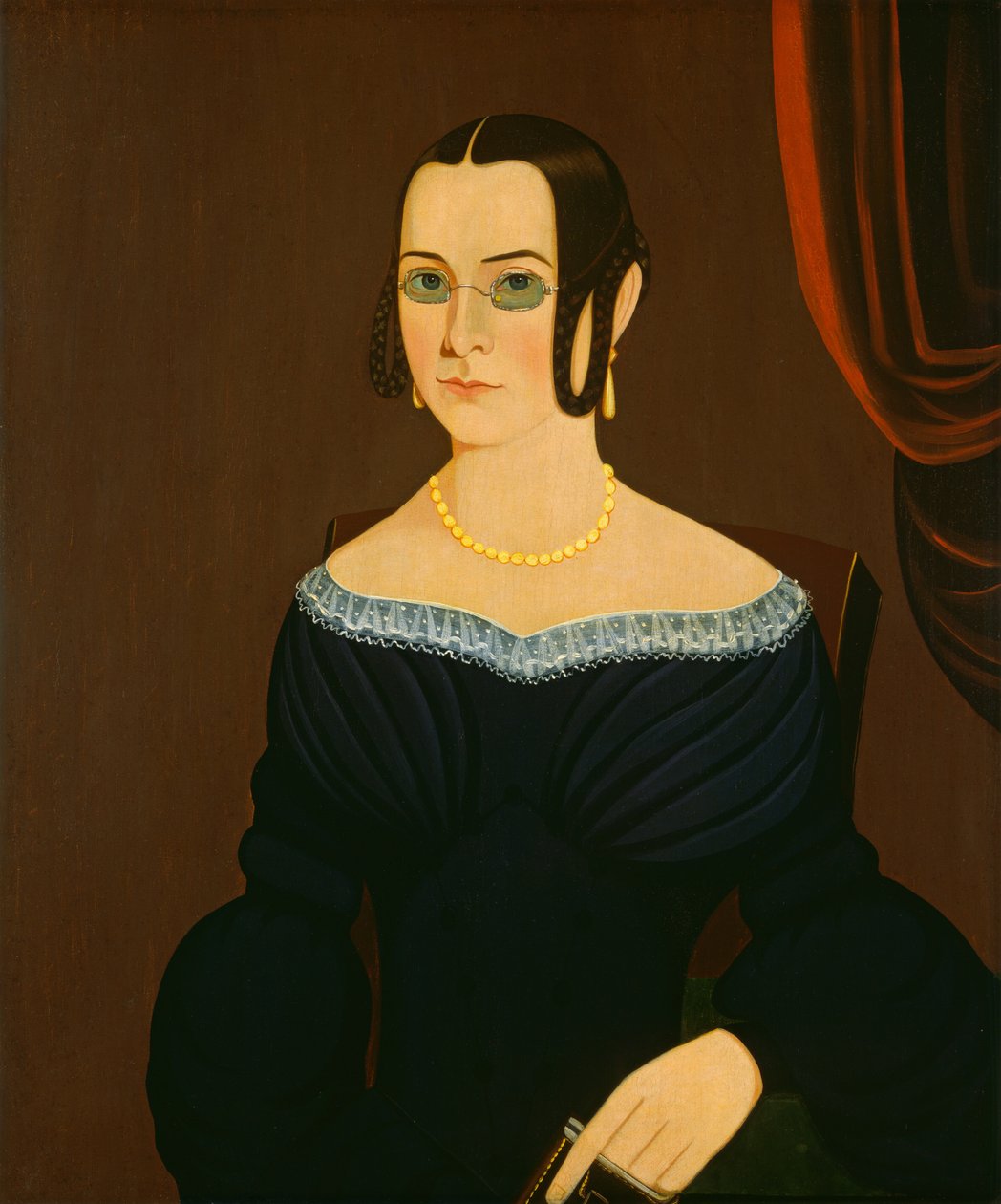 Signora con occhiali da American 19th Century