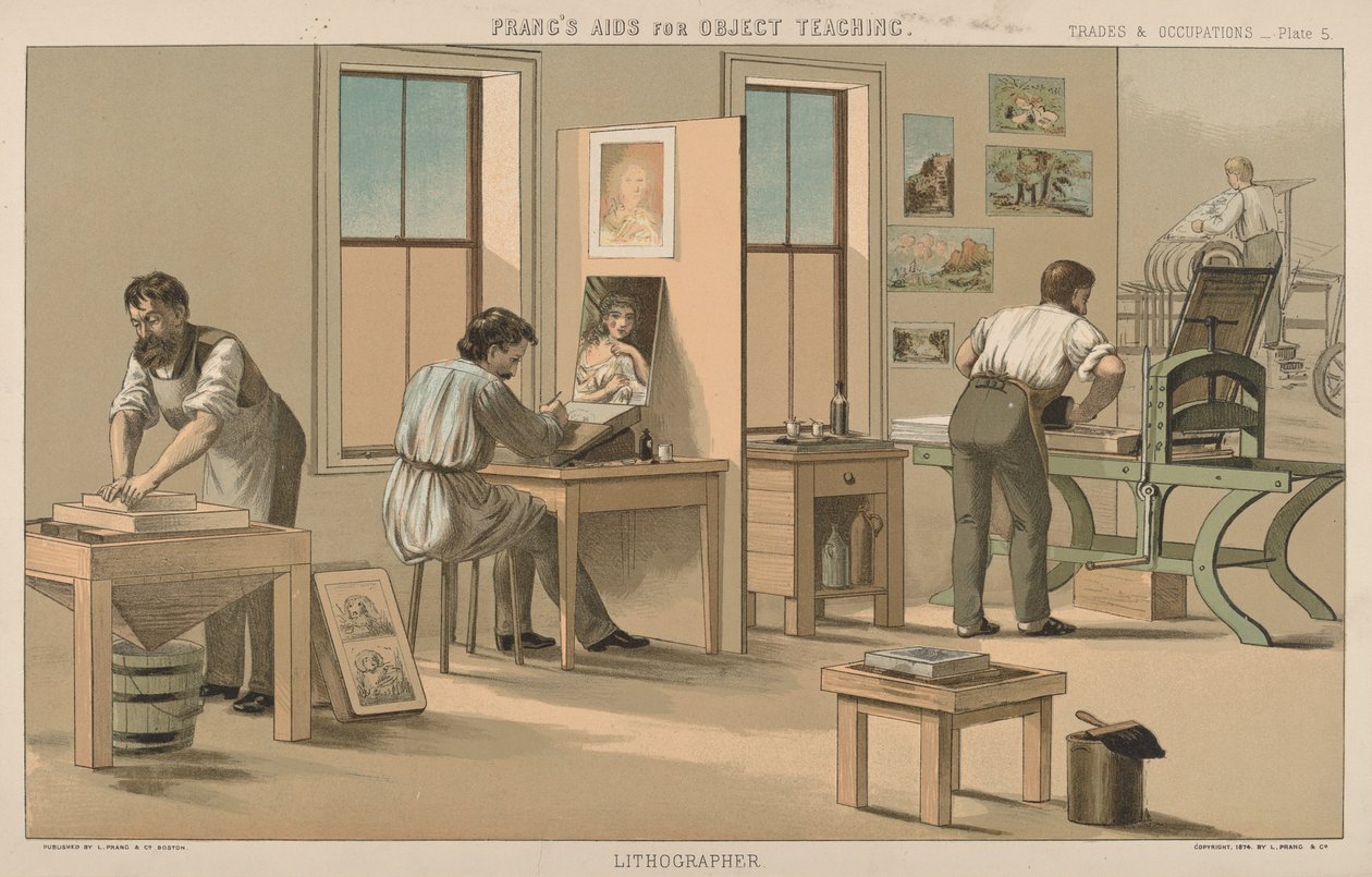 Litografo da American 19th Century