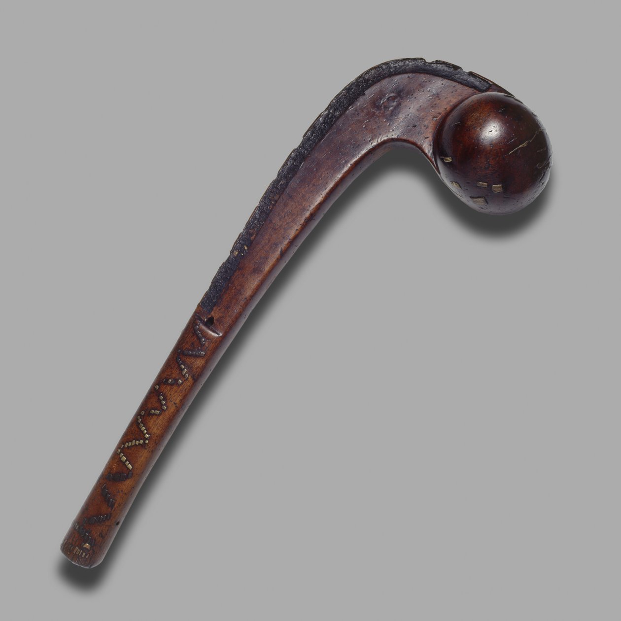 Clava con testa a sfera (legno e ottone) da American School