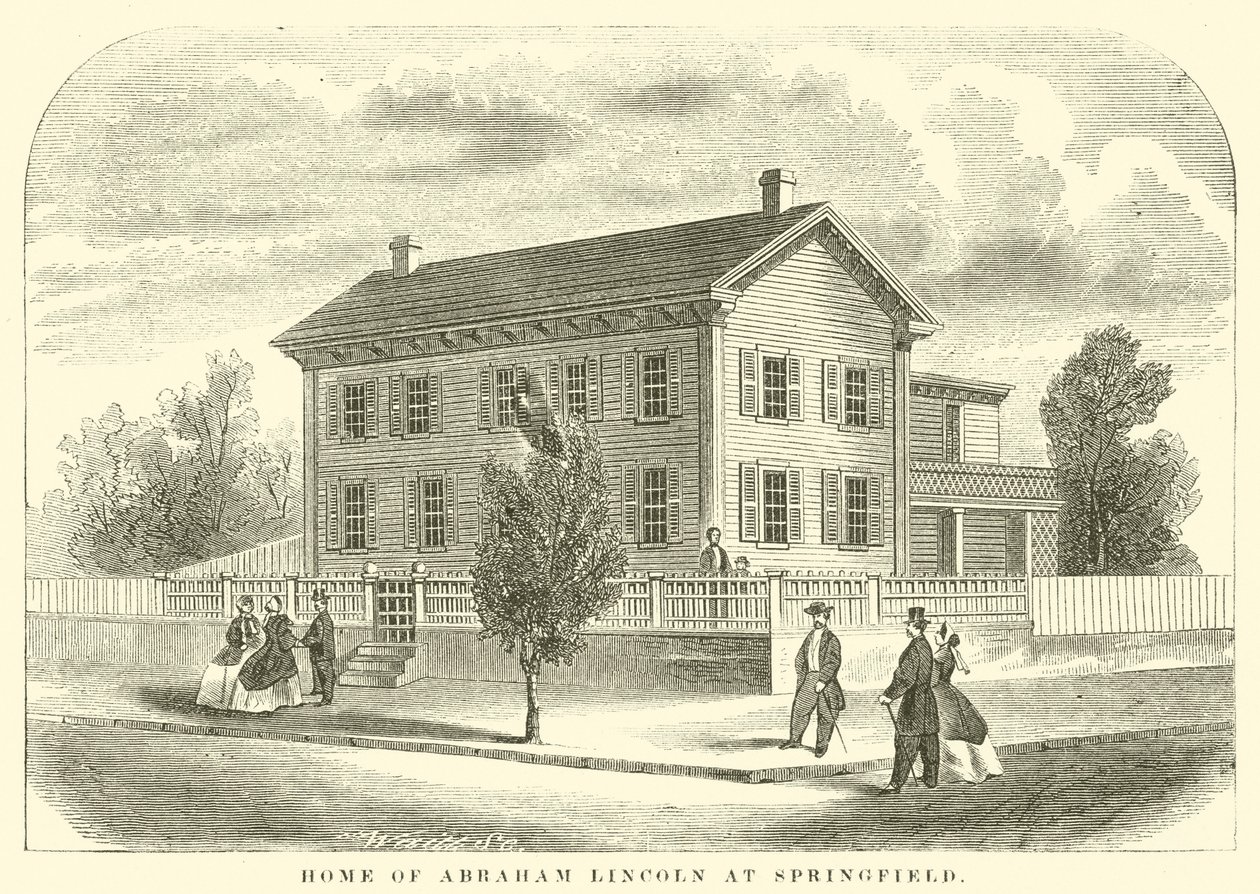 Casa di Abramo Lincoln a Springfield (incisione) da American School
