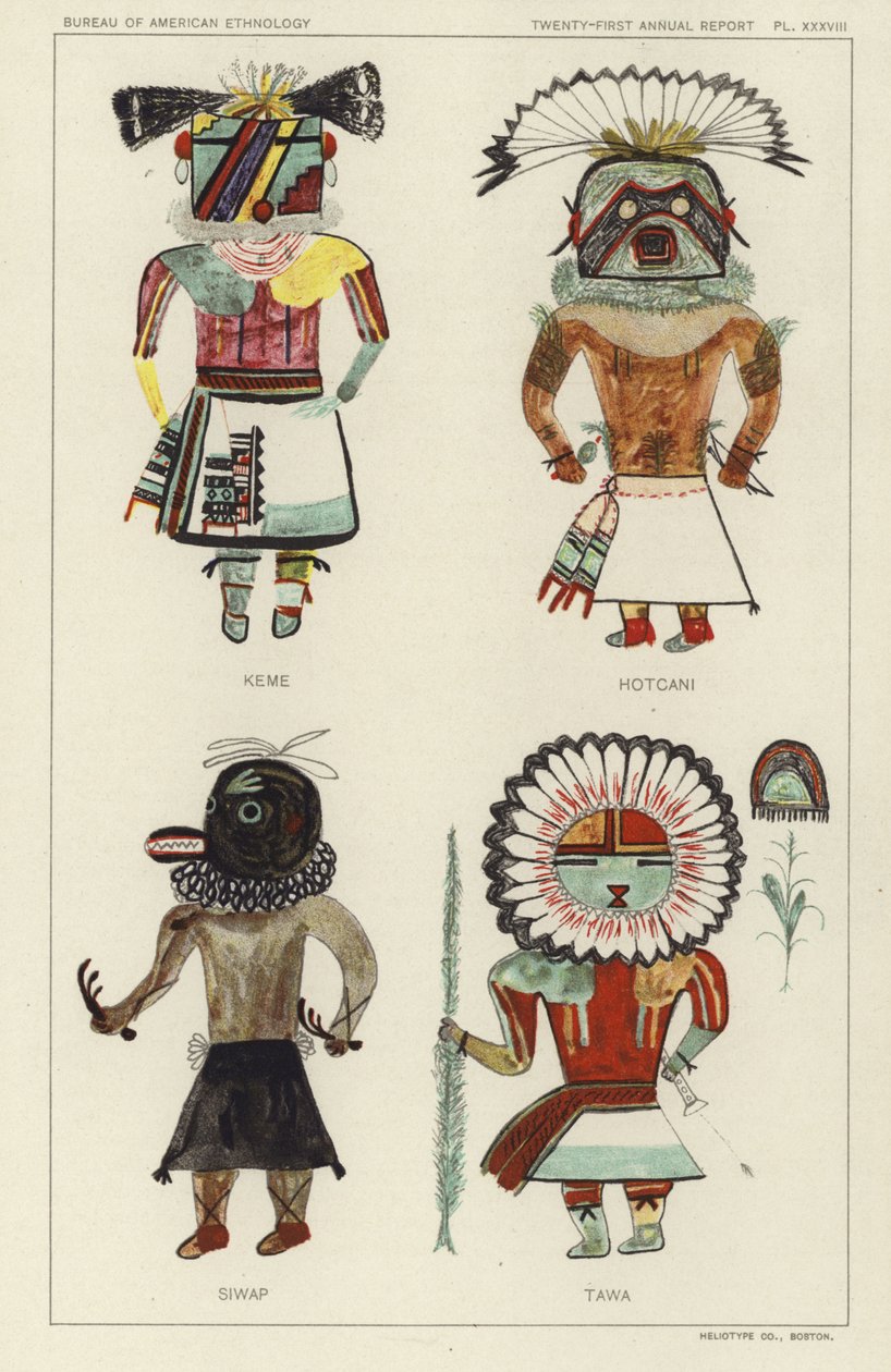 Keme, Hotcani, Siwap, Tawa (litografia a colori) da American School