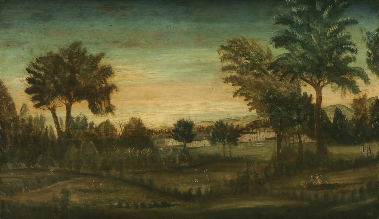 Paesaggio con edifici, fine XVIII secolo da American School