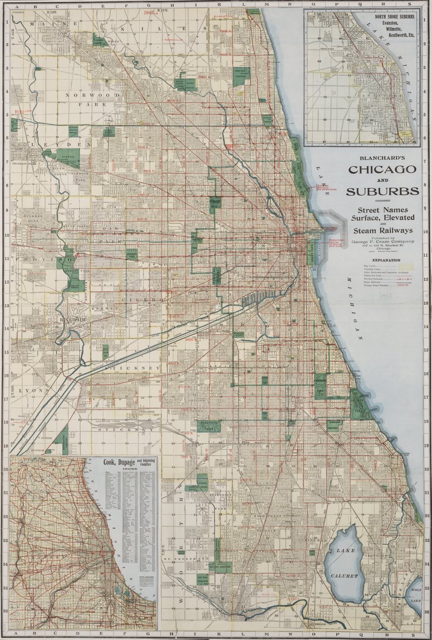 Mappa di Chicago e sobborghi da American School