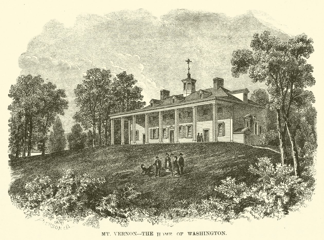 Mount Vernon, la casa di Washington (incisione) da American School