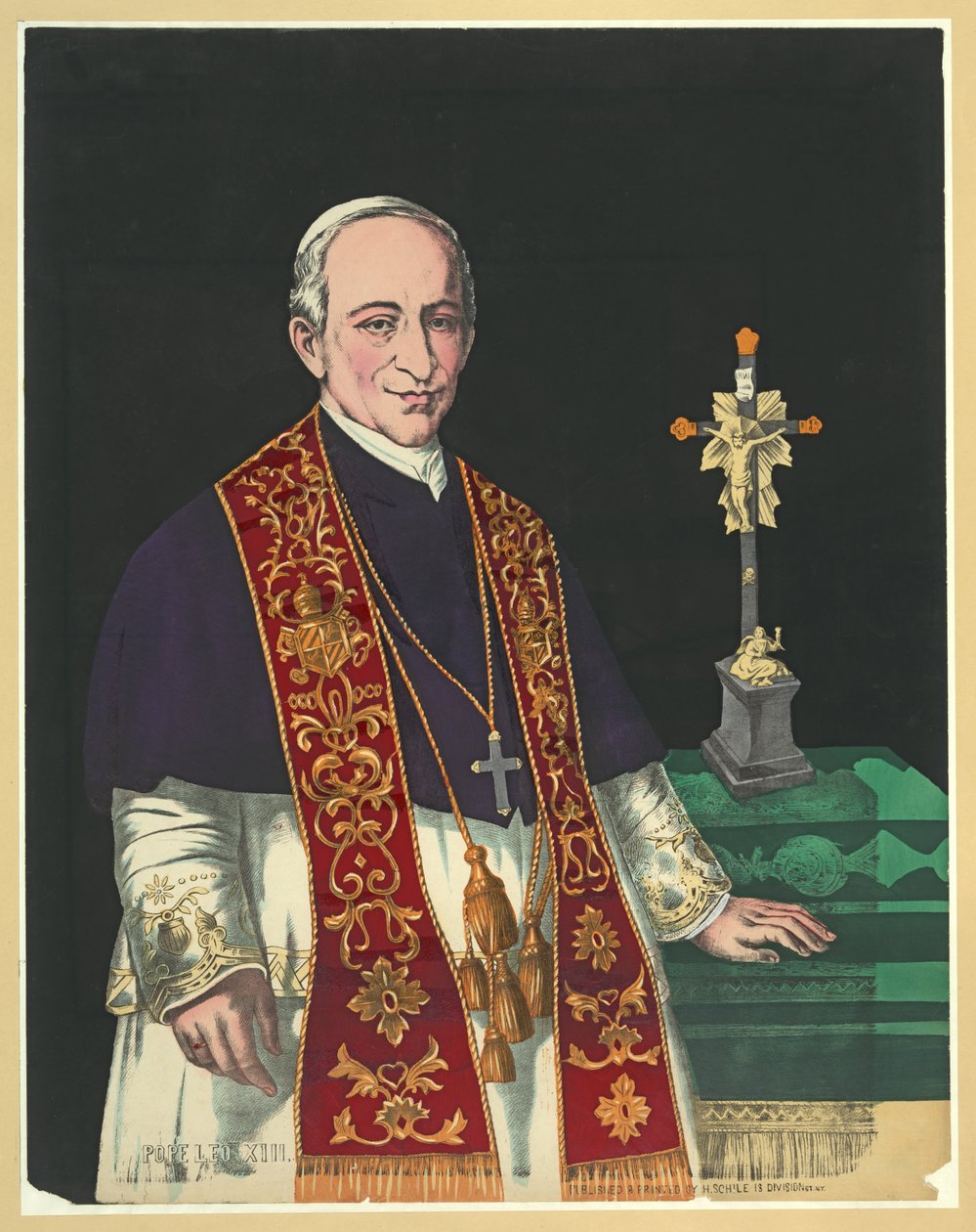 Papa Leone XIII, pub. 1878 (litografia a colori) da American School