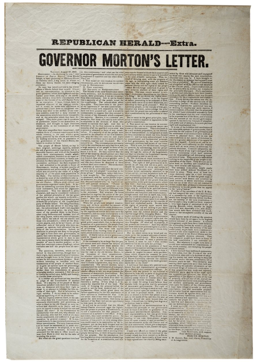 Republican Herald- Extra, 27 agosto 1842 da American School