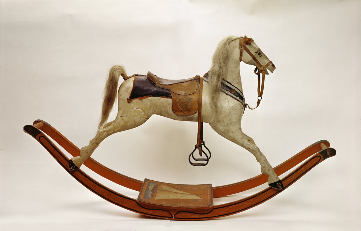 Cavallo a dondolo (legno e pelle) da American School