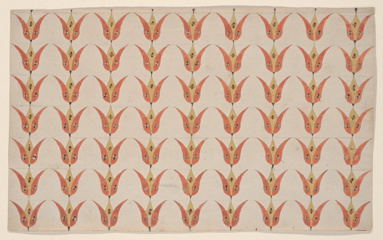 Sette file di tulipani, Fraktur Painting, c.1800-20 da American School