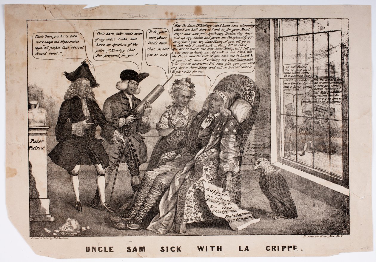 Zio Sam Malato di Influenza, 1837 da American School