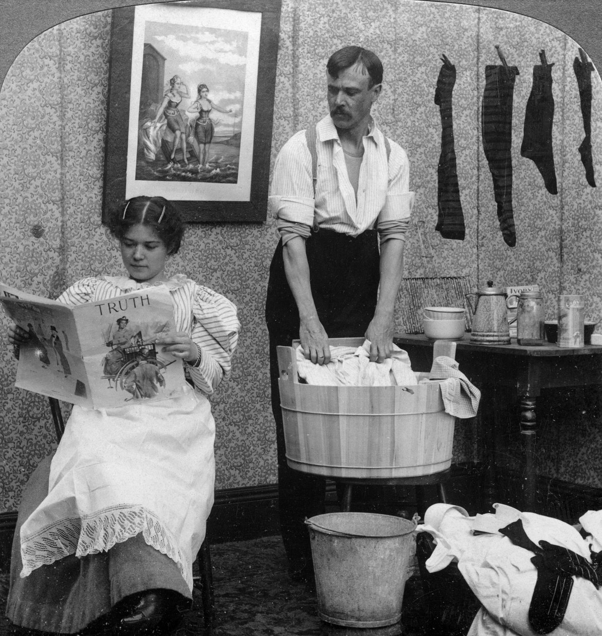 La nuova donna, giorno di bucato da American Stereoscopic Company