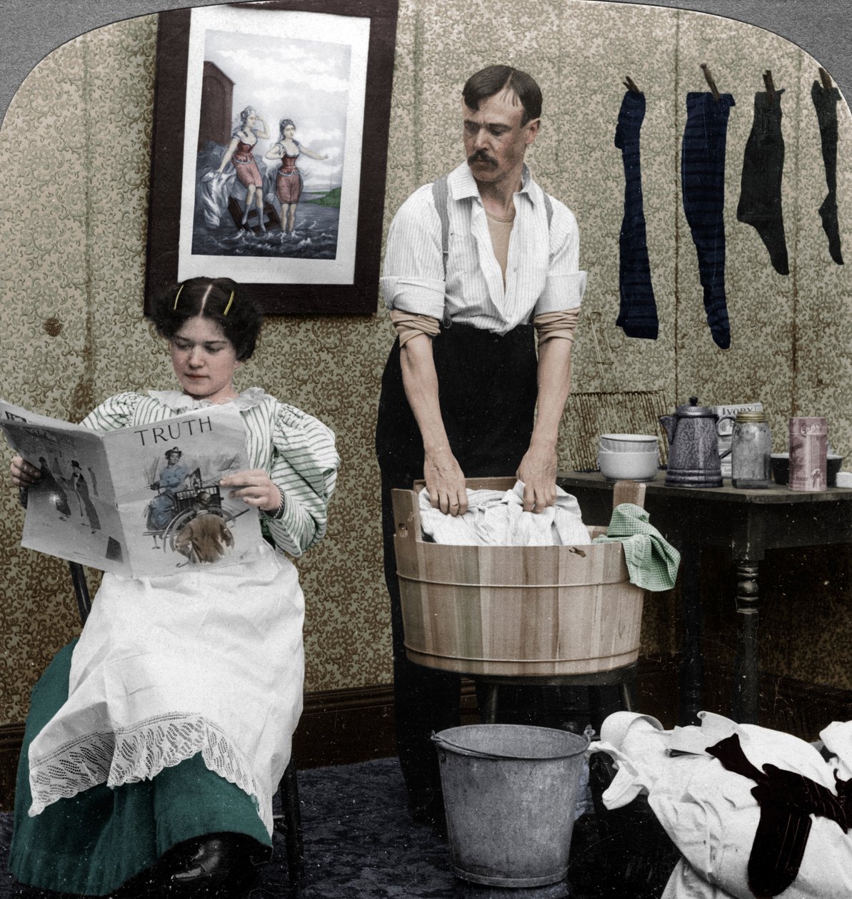 La nuova donna, giorno di bucato da American Stereoscopic Company