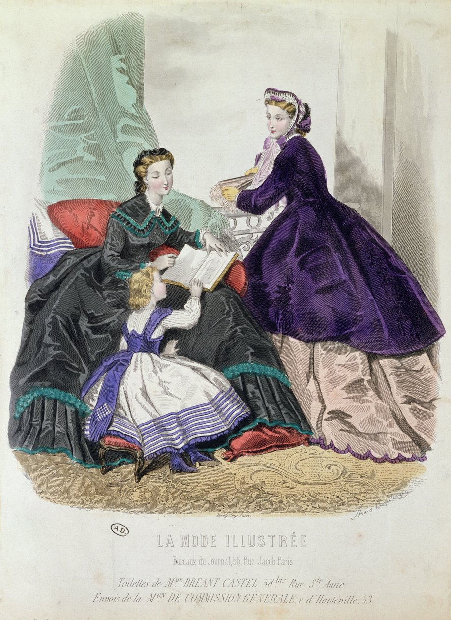 Tavola di moda che mostra abiti disegnati da Madame Breant-Castel, da 