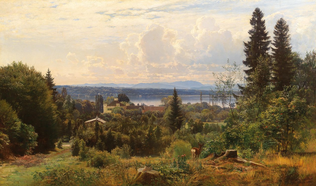 Giornata estiva sul lago di Starnberg, castello di Possenhofen in primo piano da Anders Andersen Lundby