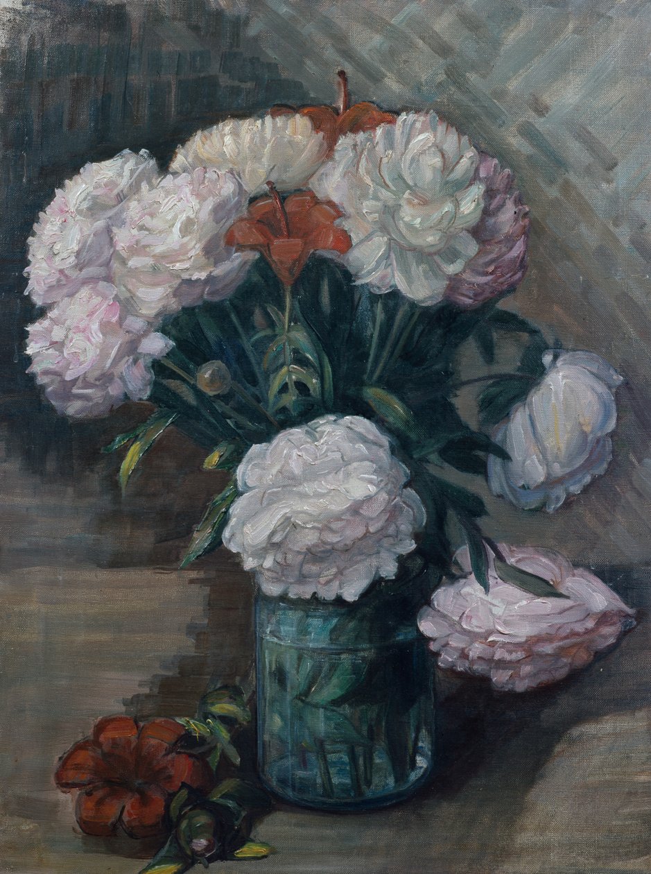 Peonie e daylilies (olio su tela) da Anders Svarstad