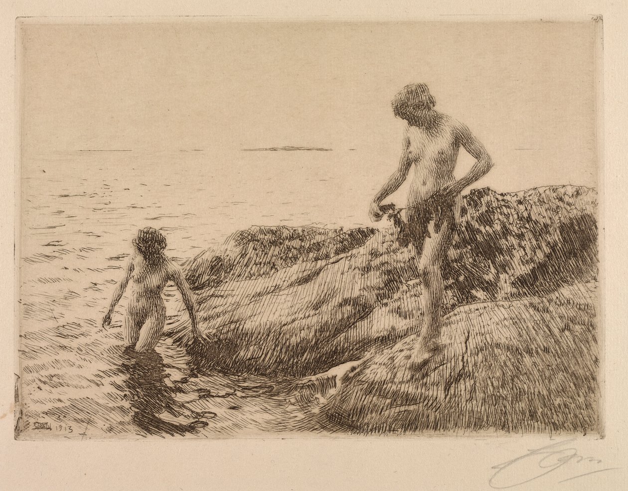 Scogliere verso il mare da Anders Leonard Zorn