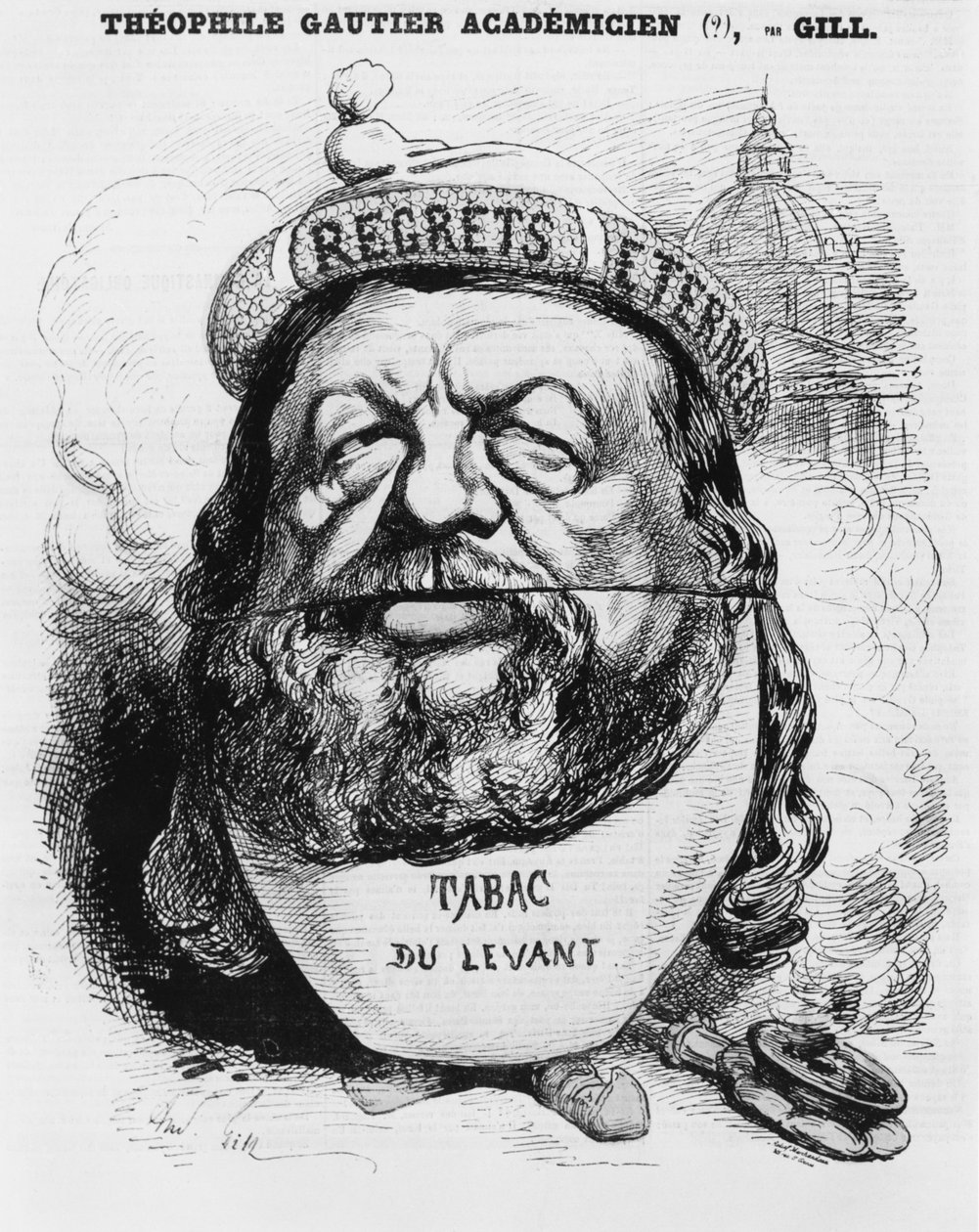 Caricatura di Théophile Gautier come Accademico, illustrazione da 