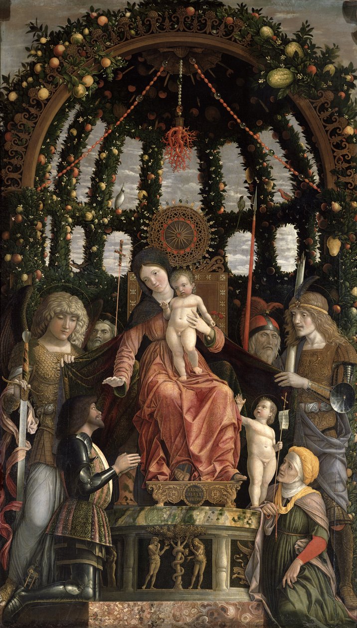 La Vergine della Vittoria o La Madonna col Bambino in trono con sei santi e adorata da Gian-Francesco II Gonzaga da Andrea Mantegna