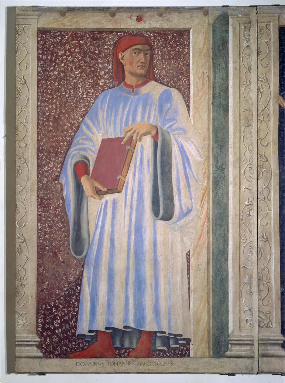 Giovanni Boccaccio (1313-75) dalla serie di uomini e donne famosi della Villa Carducci, c.1450 da Andrea del Castagno