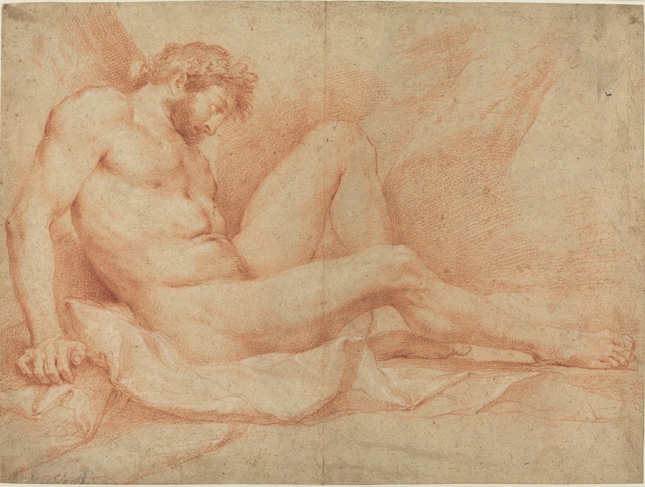 Studio Accademico di un Nudo Maschile Seduto da Andrea Sacchi