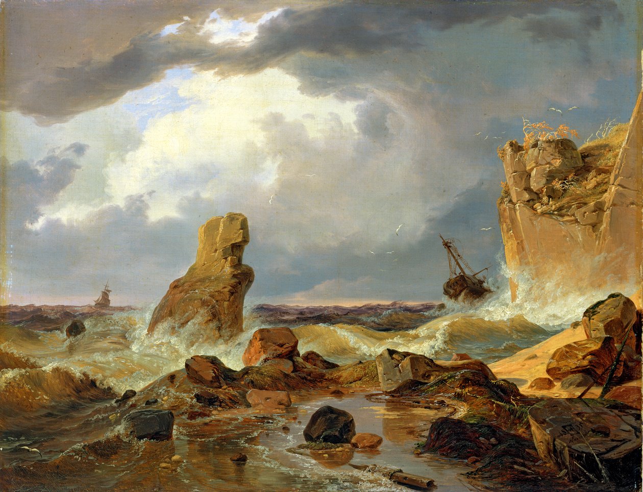 Onde su una costa rocciosa, 1835 da Andreas Achenbach