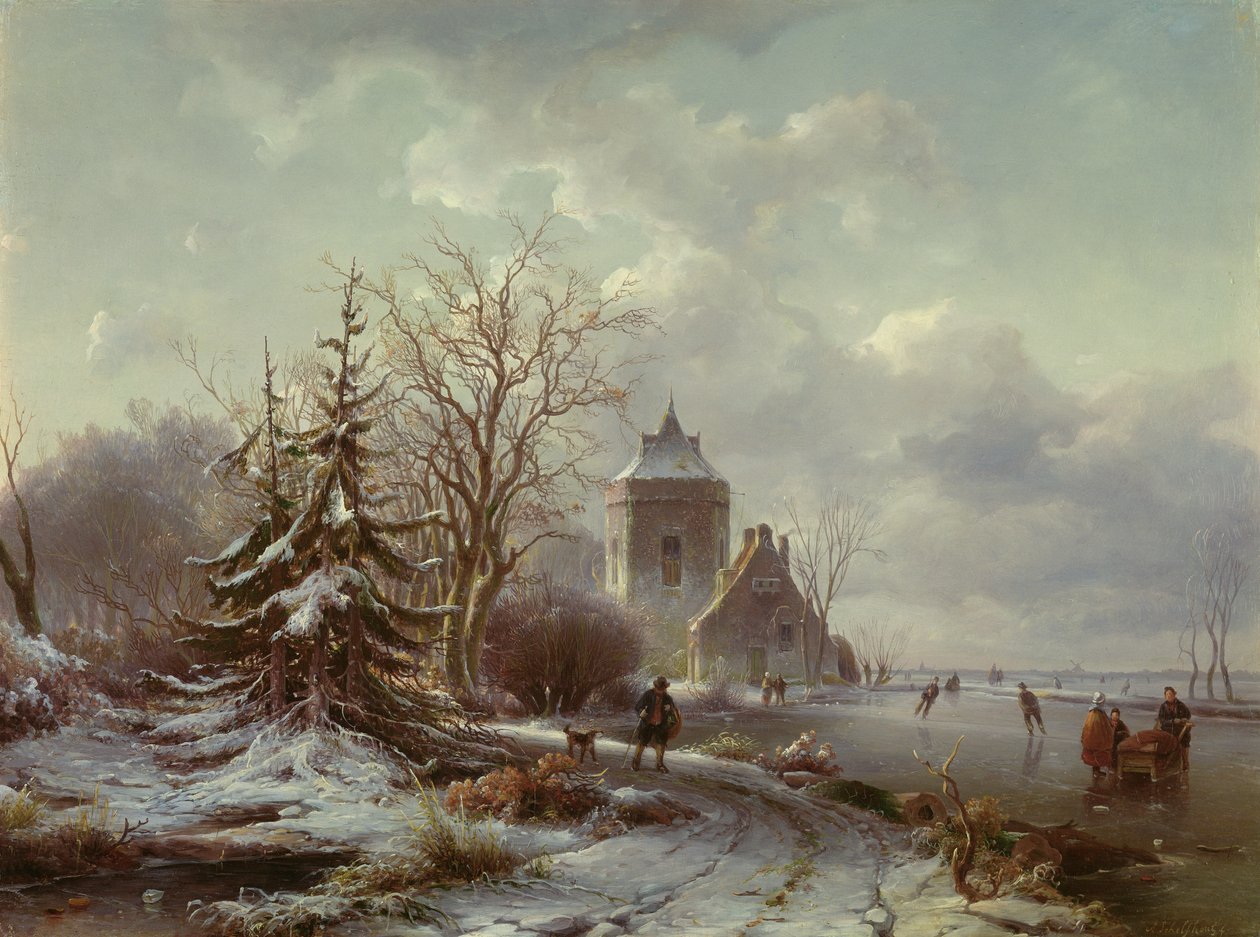 Scena invernale, XIX secolo da Andreas Schelfhout