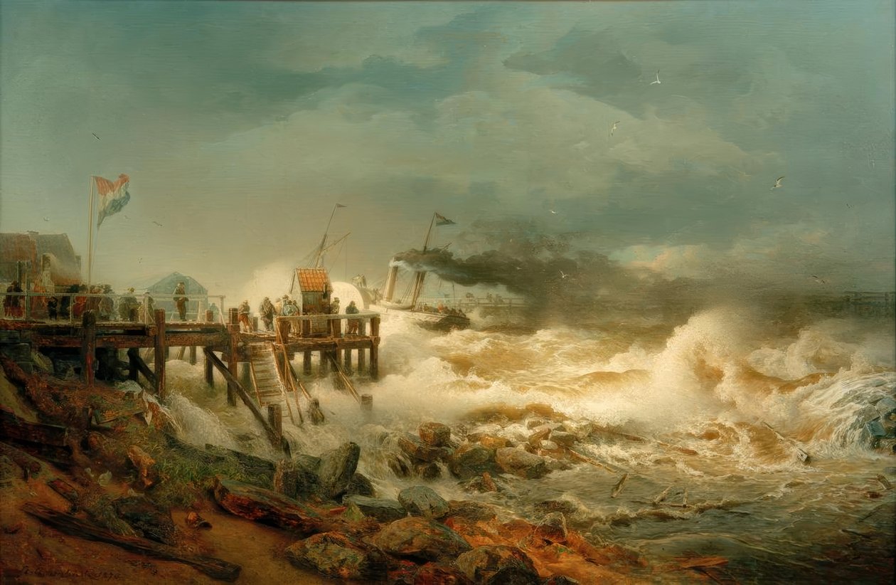 Partenza di un piroscafo da Andreas Achenbach
