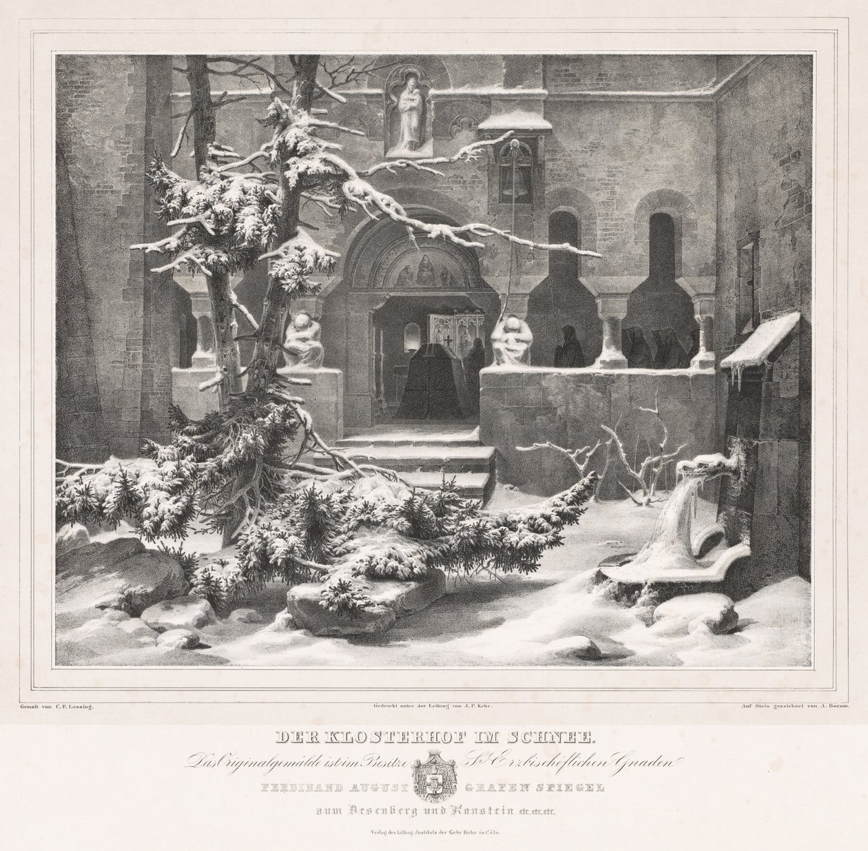 Cimitero con neve, c. 1835 da Andreas Borum