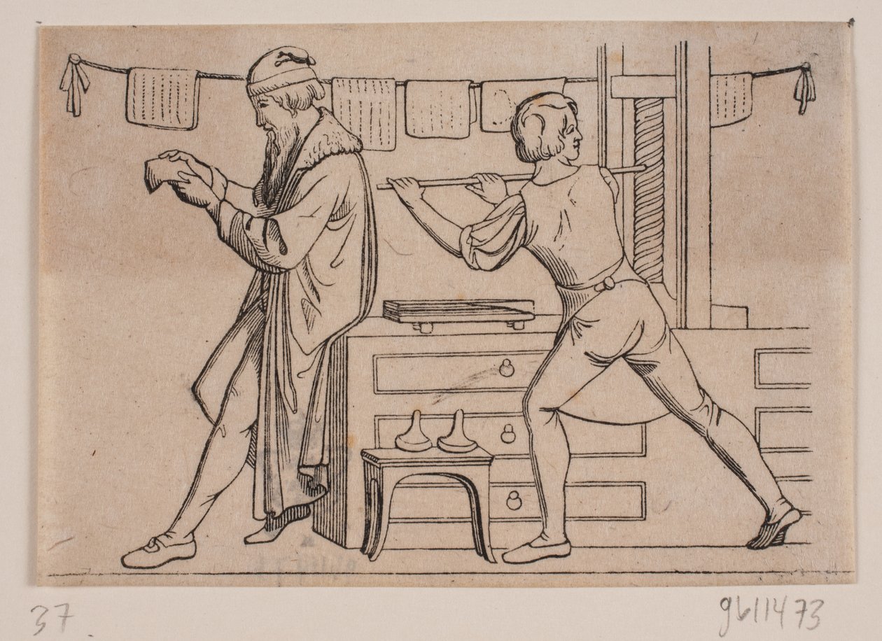 Johannes Gutenberg nel suo laboratorio da Andreas Flinch