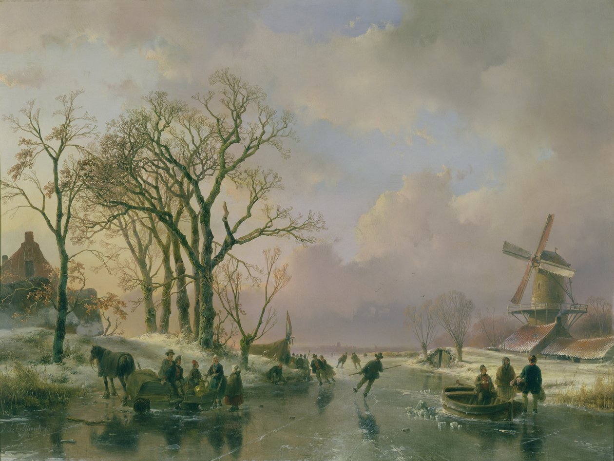 Pattinaggio in Olanda da Andreas Schelfhout