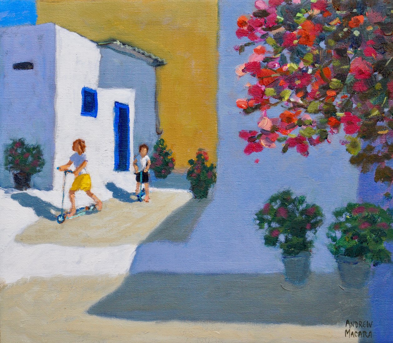 Bambini con scooter, Symi, Isole Greche, 2018 da Andrew Macara