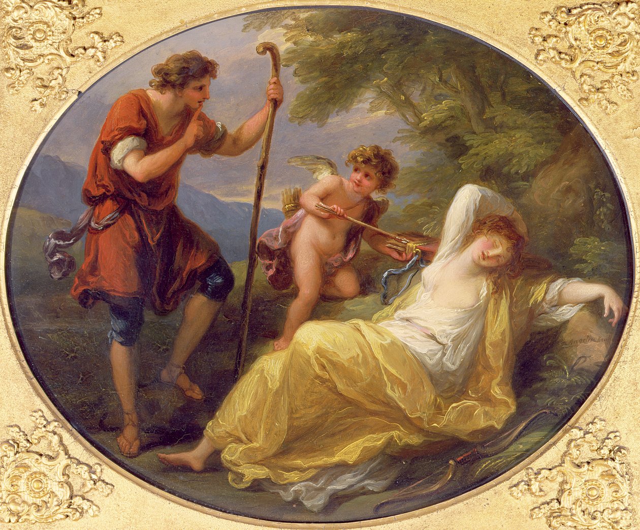 Una ninfa dormiente osservata da un pastore, 1780 da Angelica Kauffmann