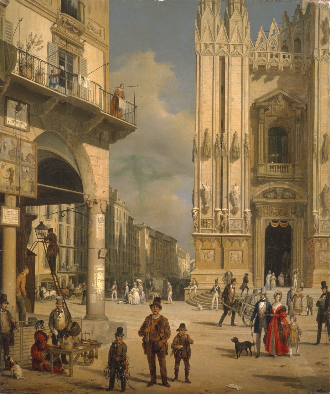 Piazza del Duomo, Milano, 1840 da Angelo Inganni