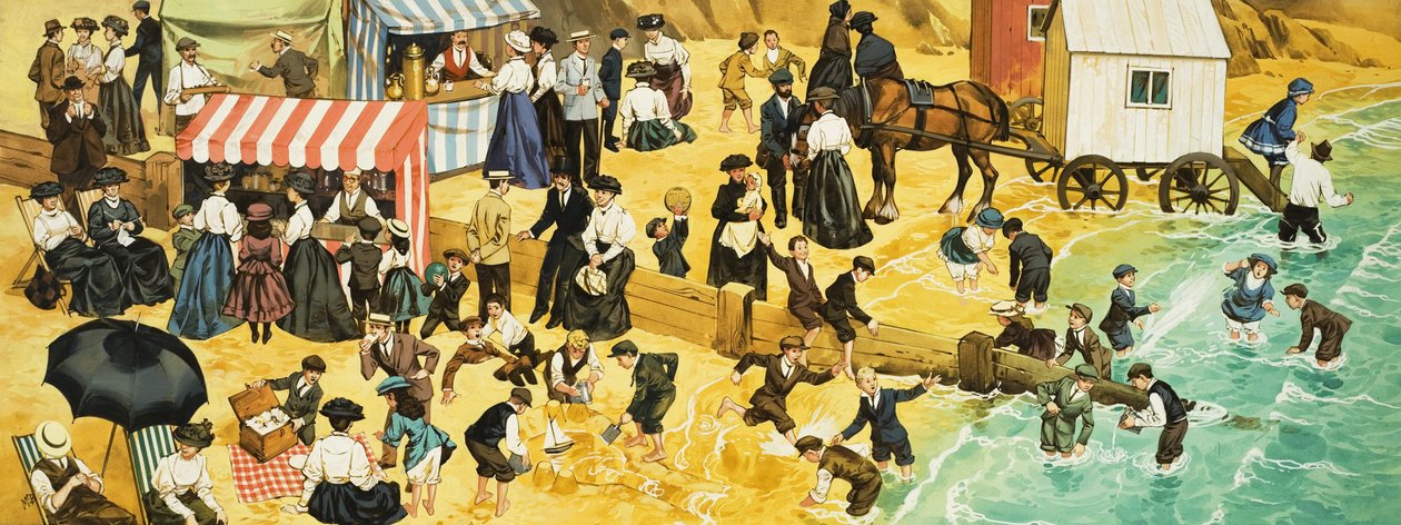 Scena di spiaggia vittoriana o edoardiana da Angus McBride