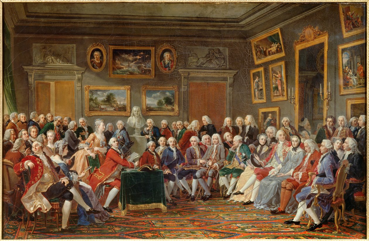 Il Salone di Madame Geoffrin da Anicet Charles Lemonnier