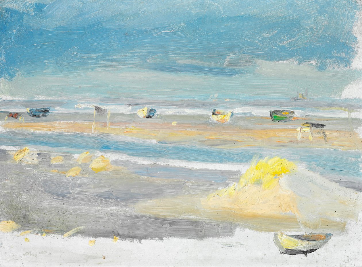 Barche sulla spiaggia, Skagen. da Anna Ancher