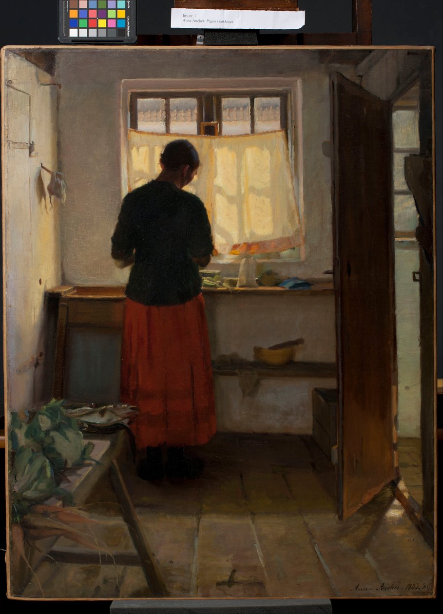 La cameriera in cucina da Anna Ancher
