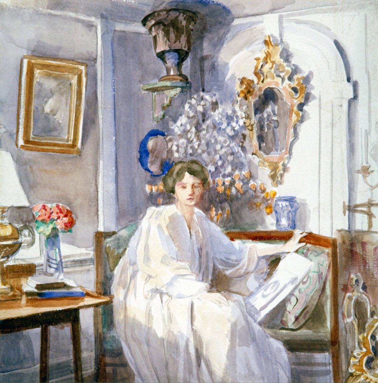 Giovane donna in bianco da Anna Lea Merritt
