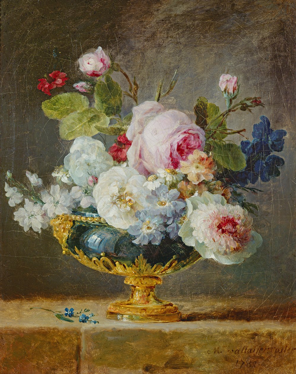 Fiori in un vaso blu, 1782 da Anne Vallayer Coster